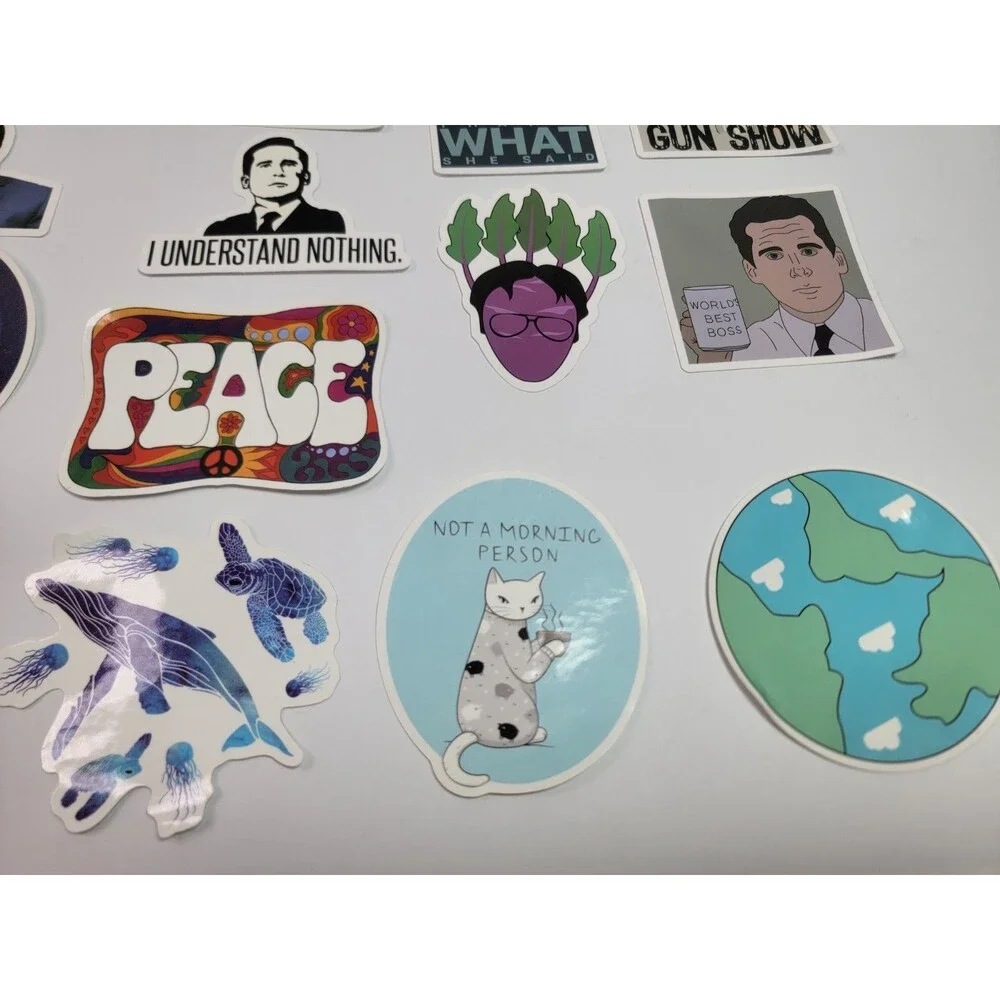 45 Vinyl Sticker Lot The Office Beatles Nature Animals Peace Laptop Water Bottle